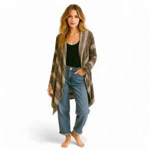 Peruvian Connection Pima Cotton Open Front Cardigan Wrap Southwest Sz‎ L Aztec